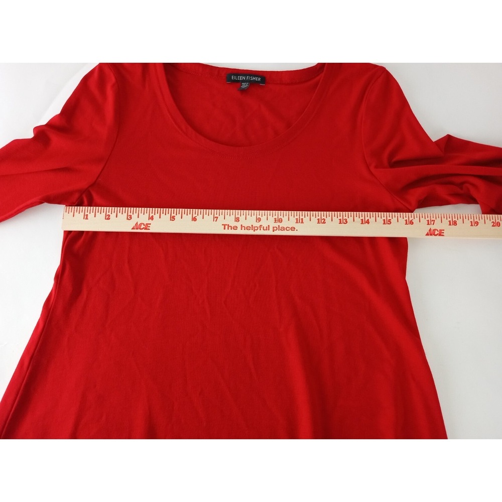 Eileen Fisher Women Shift Dress Red  Long Sleeve Round Neck Pullover XS - Picture 3 of 10